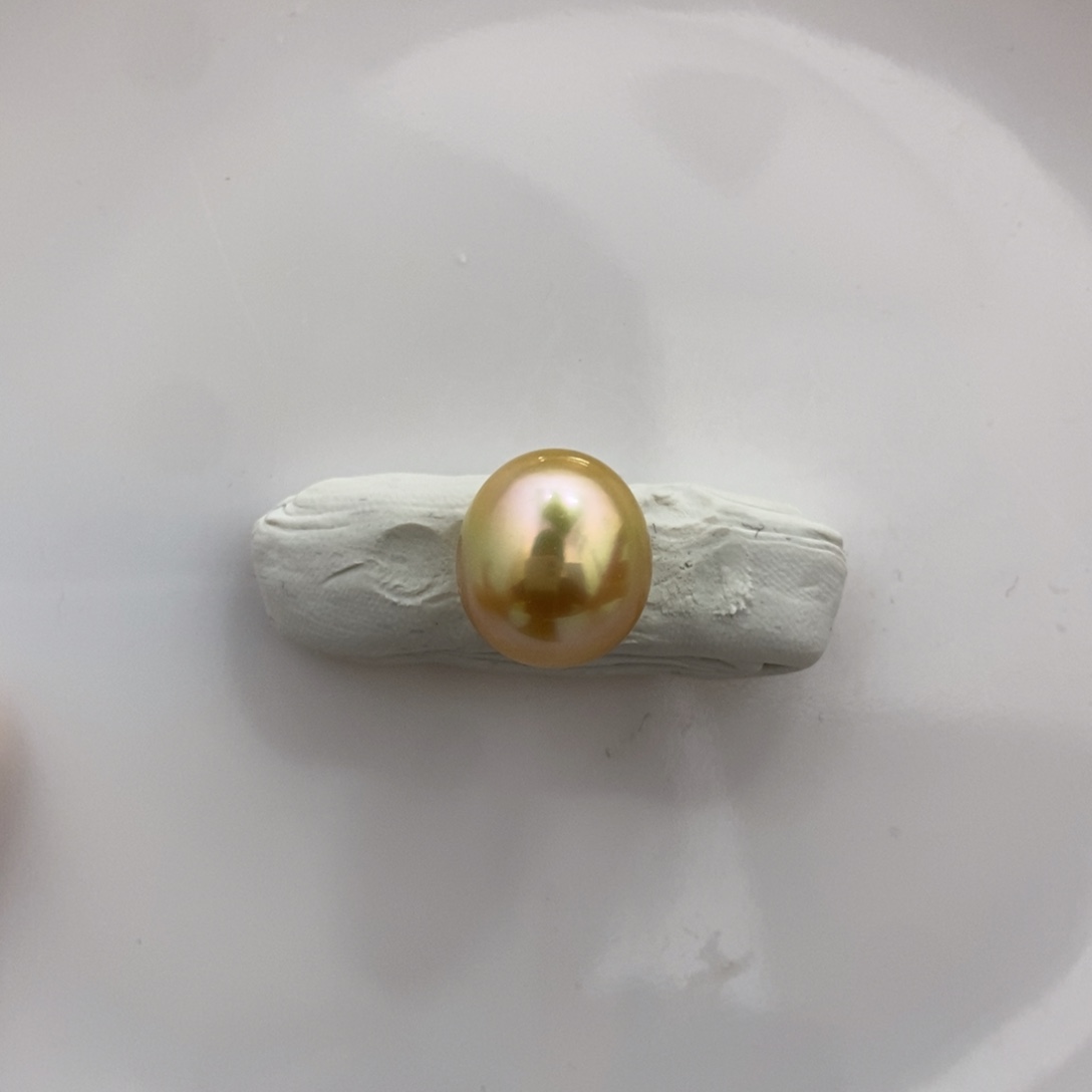 海水珍珠裸珠金珠12.4mm彩虹光款后无暇