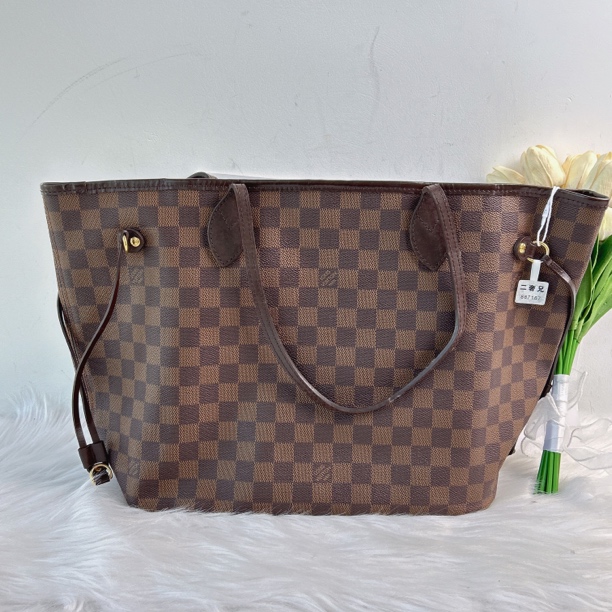 95新 LouisVuitton/路易威登 路易威登棕棋盘nf托特包无子袋
