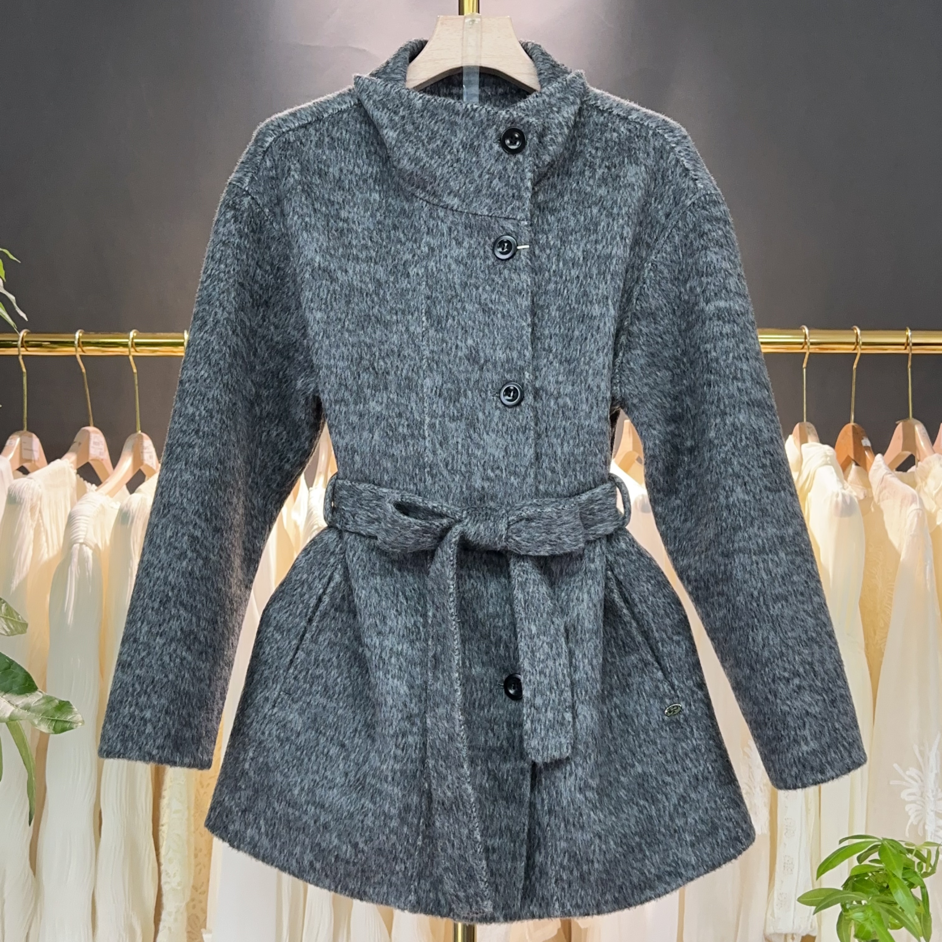 【A9256】毛呢外套女2025秋冬新款时尚休闲设计感毛呢外套