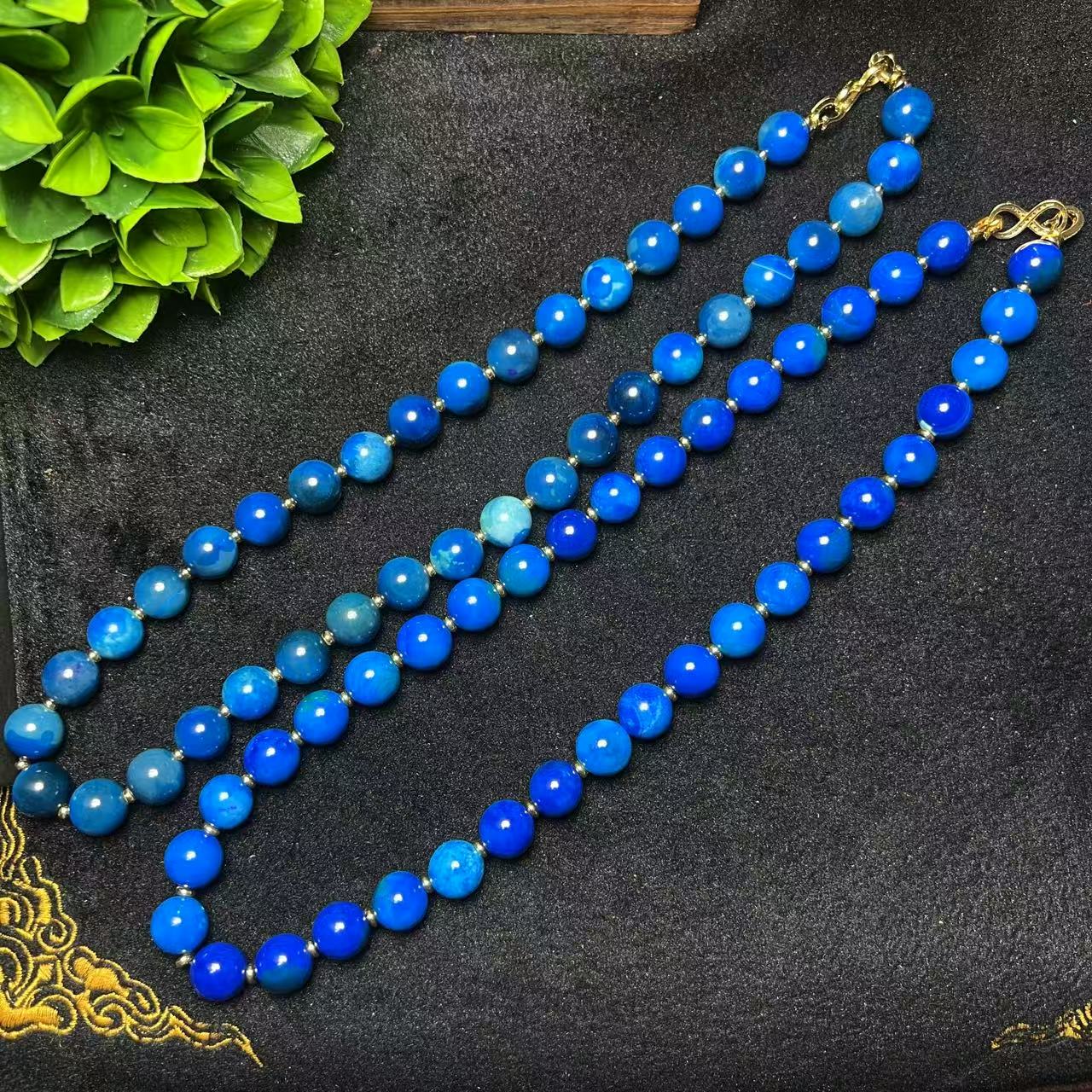 S7016【任会长珠宝】蓝血海灵芝蓝玛瑙玉蓝项链-多样性只发一件