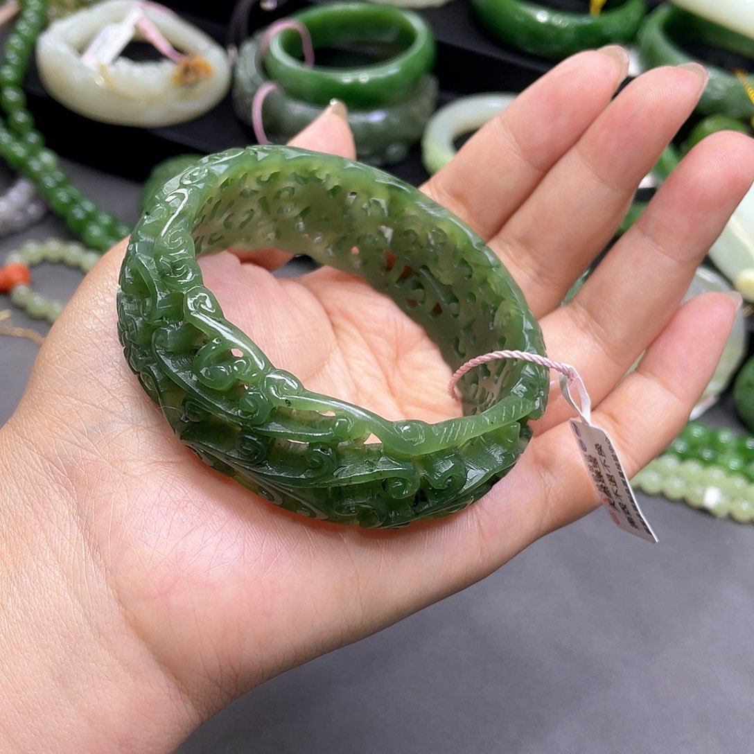 和田玉未镶嵌手镯63圈口24