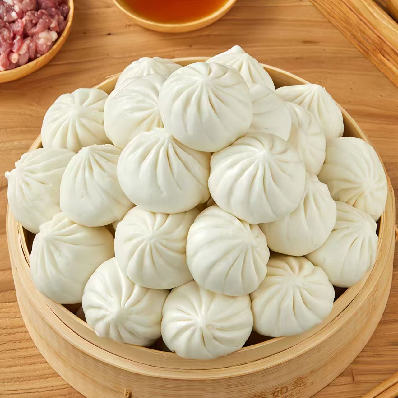 【100个】猪肉大葱小笼包速冻速食包子早餐包蒸包鸡肉400g/袋*5袋Y