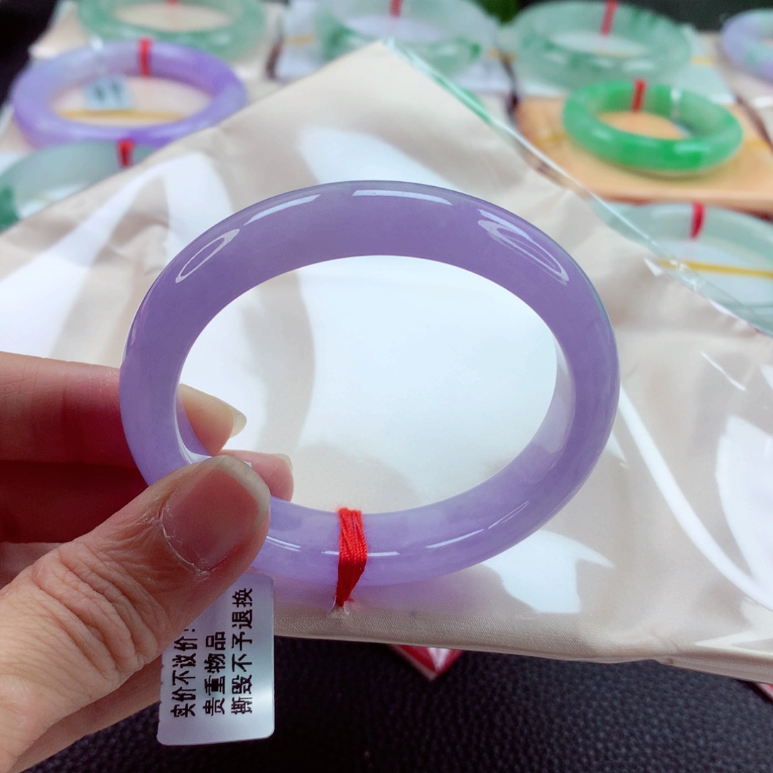 翡翠手镯（贵妃镯）未镶嵌50-51圈妖紫小手捡漏A