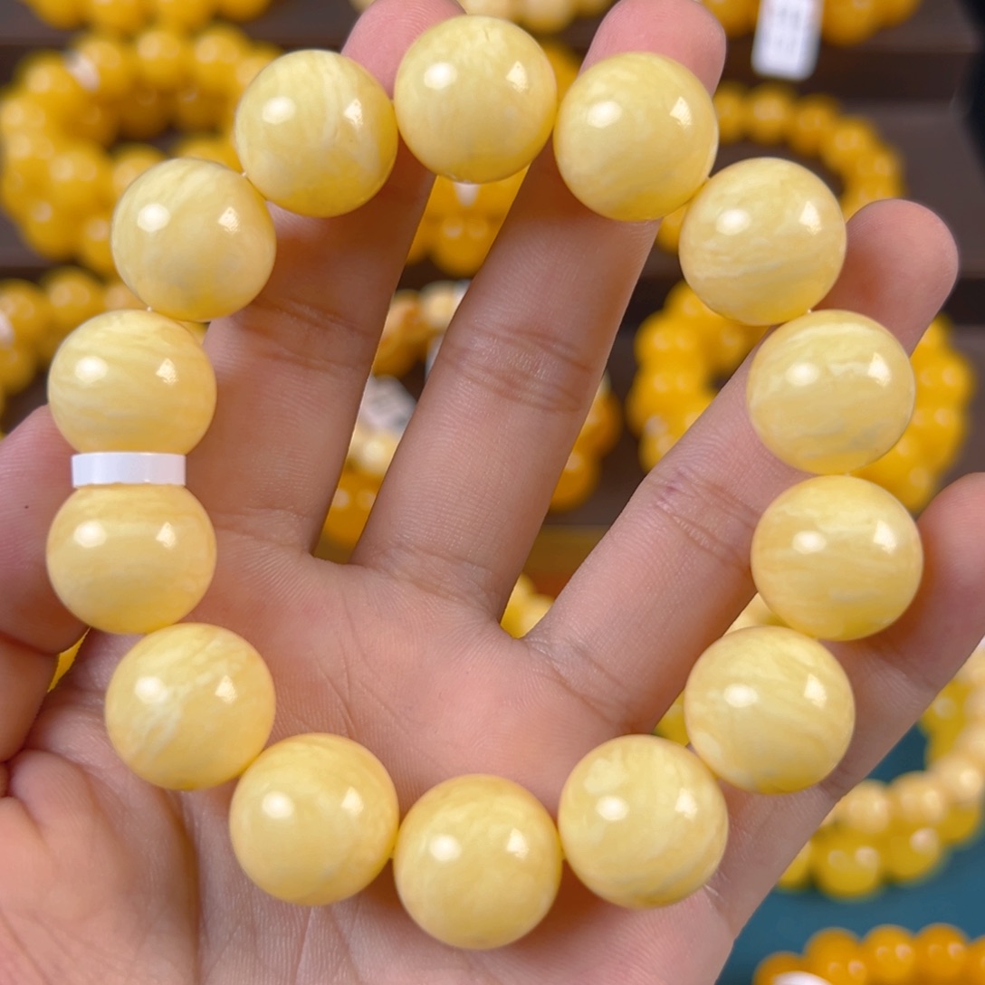 琥珀未镶嵌手串34g俄料虎皮纹16mm ff