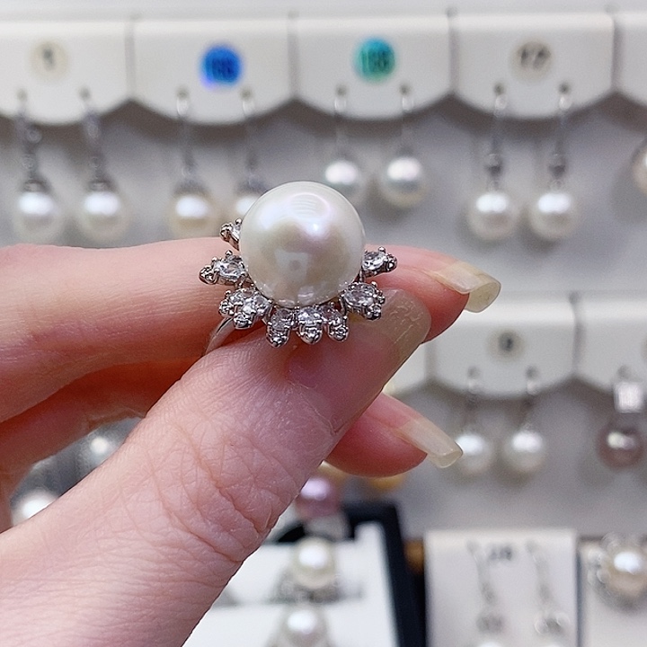 君***淡水珍珠戒指银S925镶嵌A