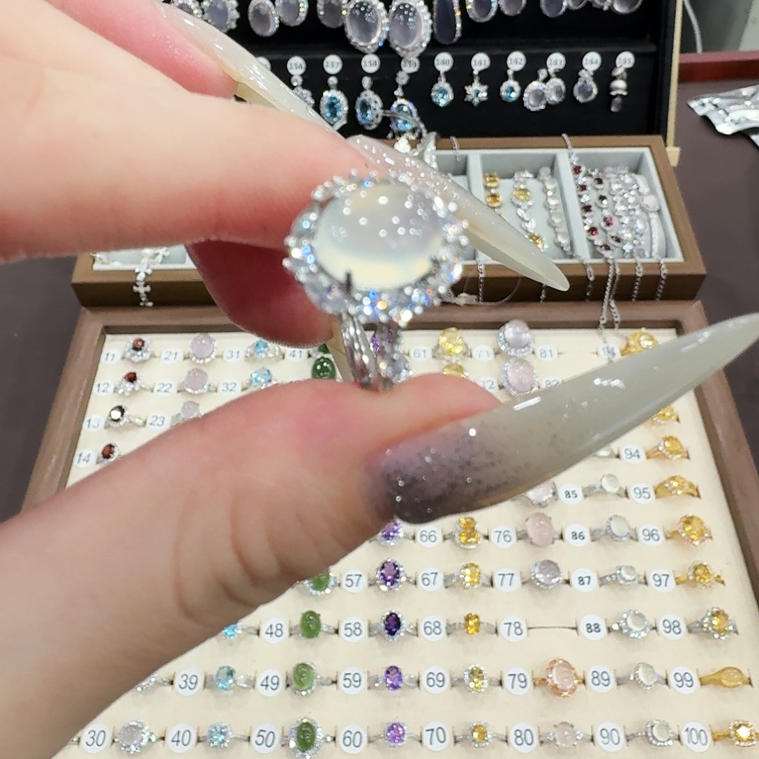 月***了蛇纹石玉银S925镶嵌戒指