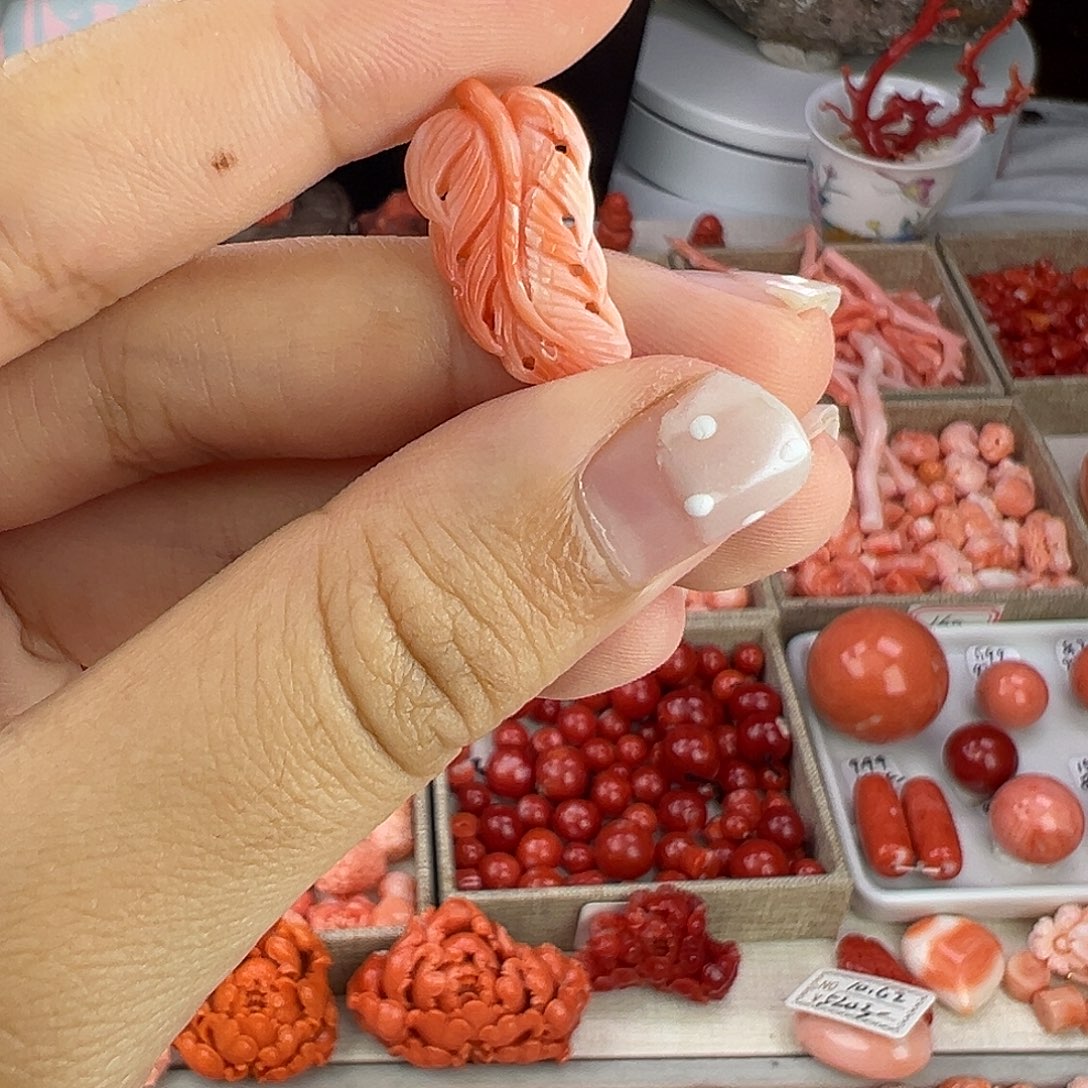 银S925羽毛深水手工雕刻