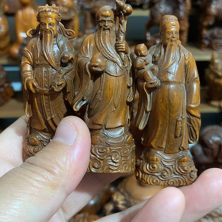 黄杨木一组福禄寿