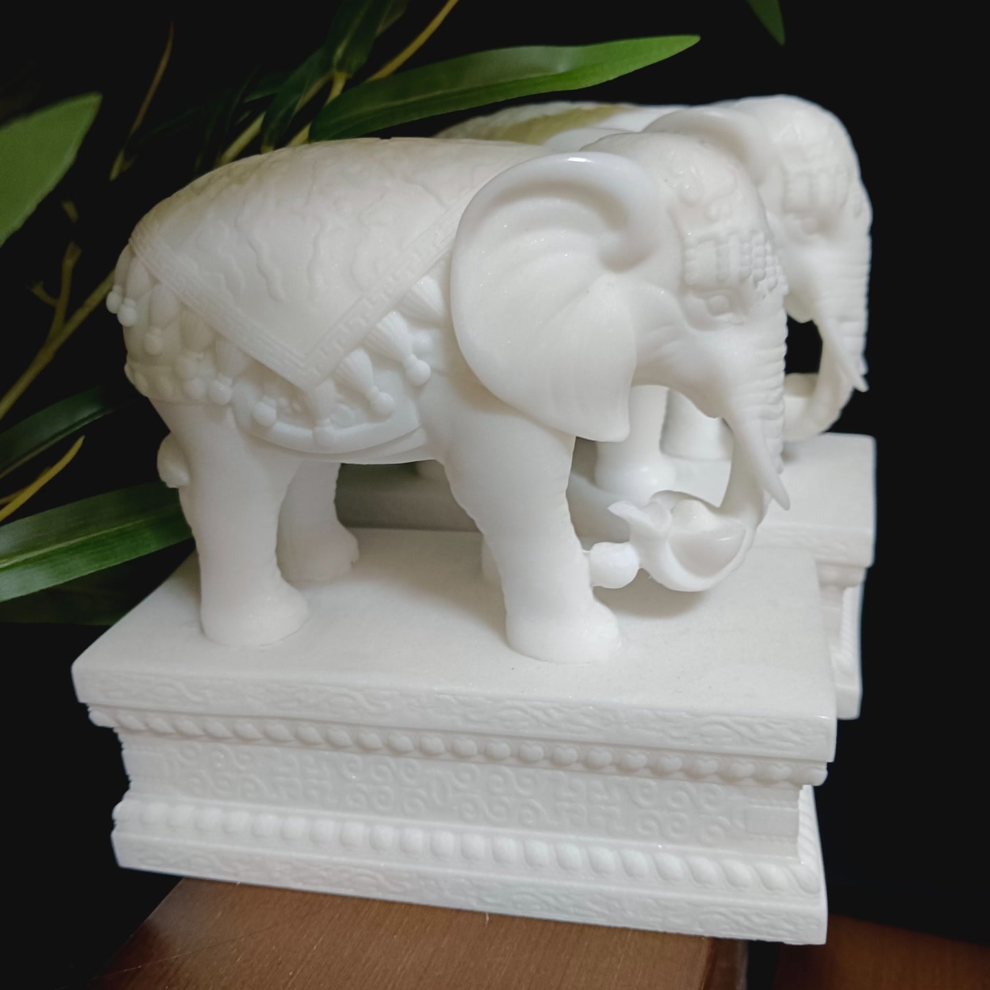 汉白玉石头小象石雕象工艺品摆件桌面玄关造景