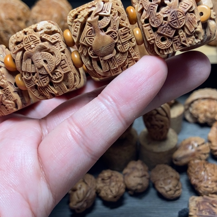 十***你手串/手链核桃风味纯手工桃核雕刻前程似锦