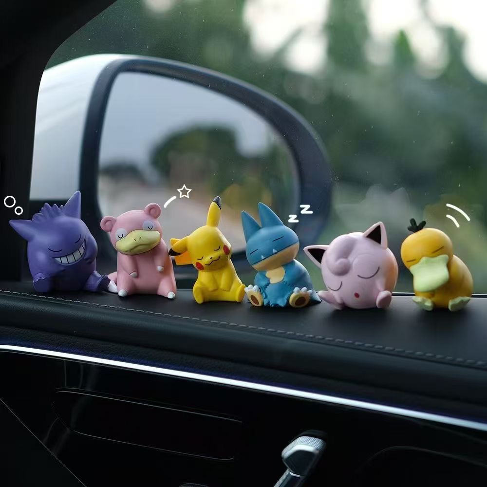 宠物小精灵皮卡丘汽车摆件中控台神奇宝贝可达鸭车载手办女神饰品