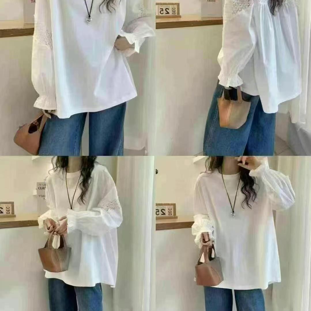 【95棉原单打底衫】设计款韩版遮肉显瘦特色镂空-苋 17318(6951)