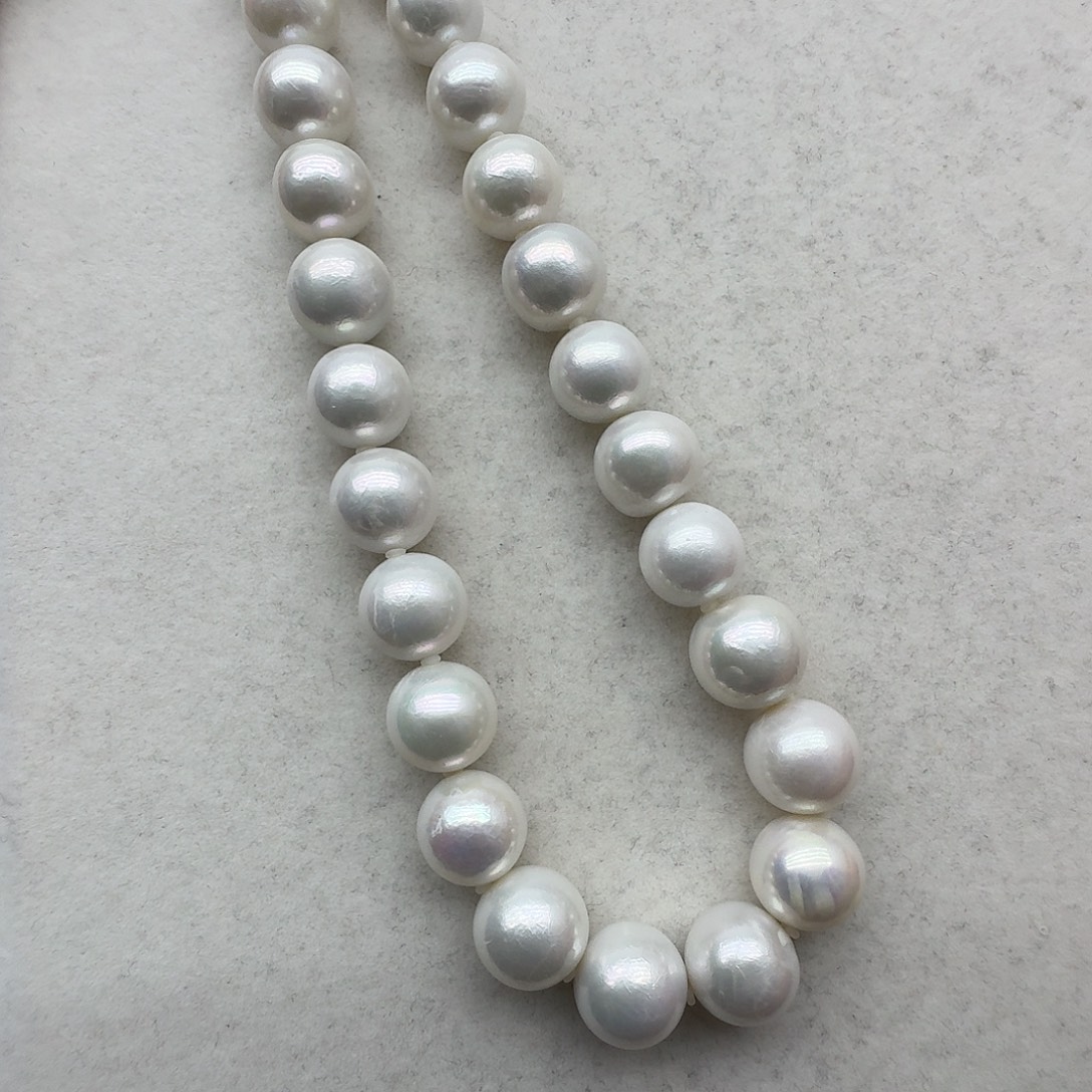 淡水珍珠银S925镶嵌颈饰11-12mm正圆微微瑕疵