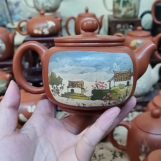 红泥茶壶建水紫陶手工微瑕壶