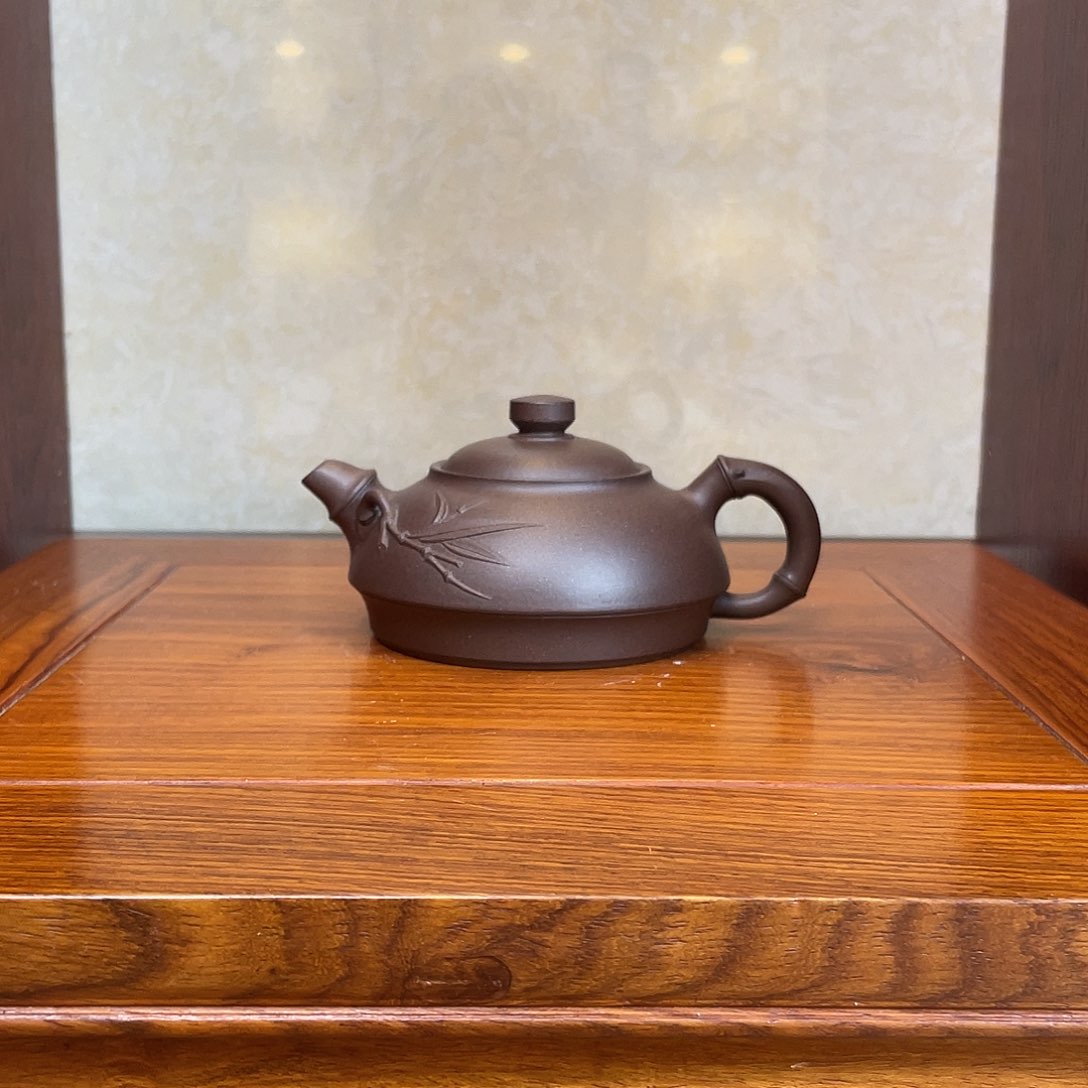 紫砂茶壶碧竹 紫泥 半手工约160cc