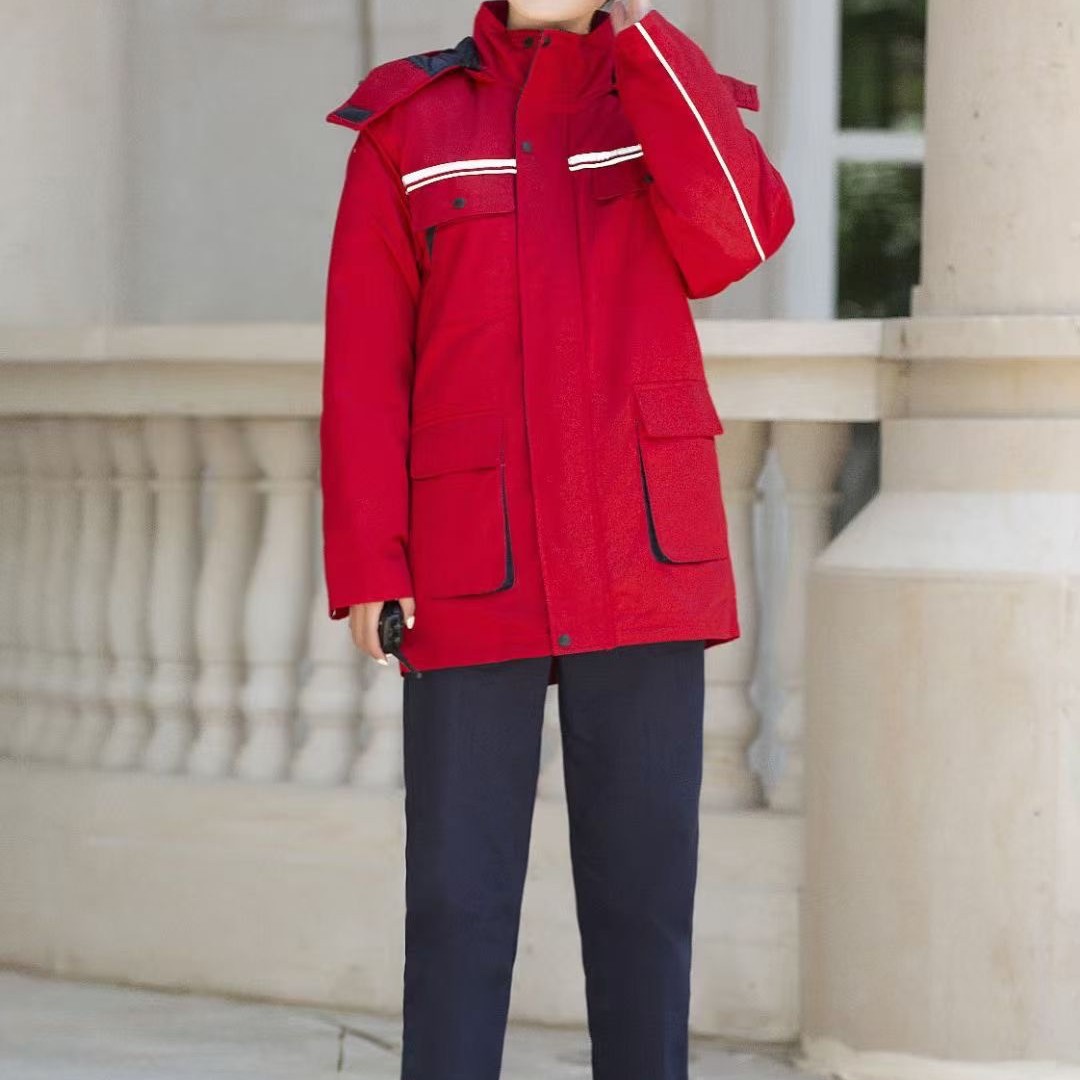 冬季防静电工作服棉衣男女加厚加油站工程反光条棉服劳保服防寒服