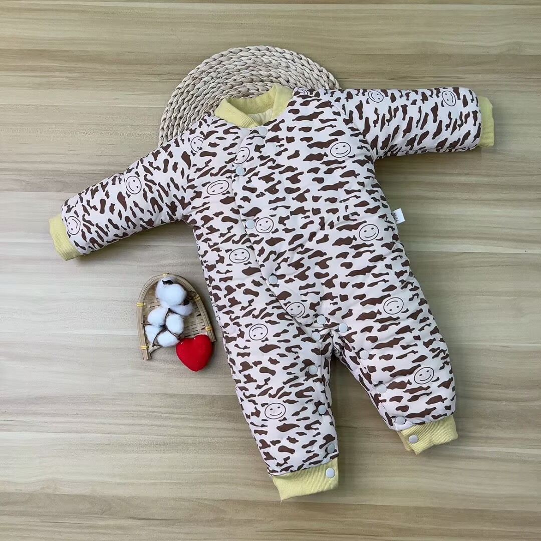 (DR)宝宝手工棉花连体保暖衣闭档爬爬服连体衣婴儿冬季幼儿