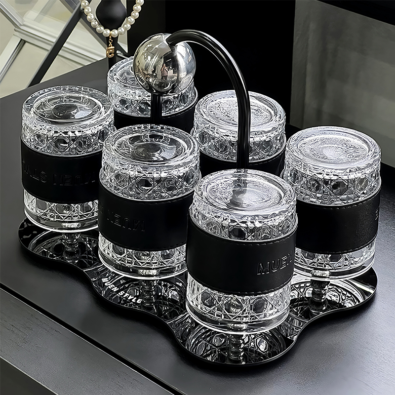 金卡佰玻璃杯套装创意客厅台面提手水杯倒挂置物架防尘杯收纳杯架