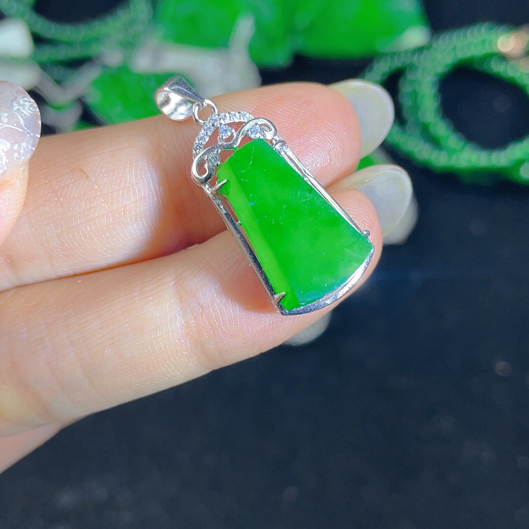 翡翠吊坠(不含链)银S925镶嵌