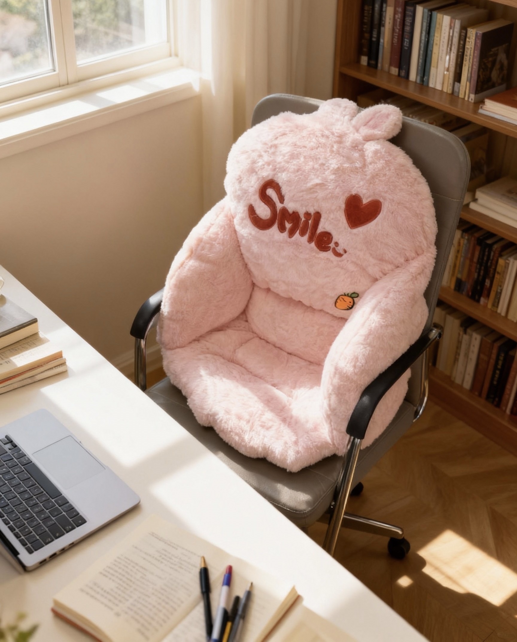冬季加厚可爱卡通造型坐垫靠垫一体办公室久坐护腰神器