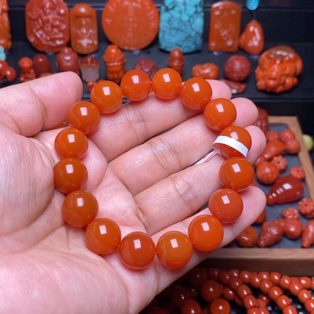 南红玛瑙配饰未镶嵌保山圆珠手串