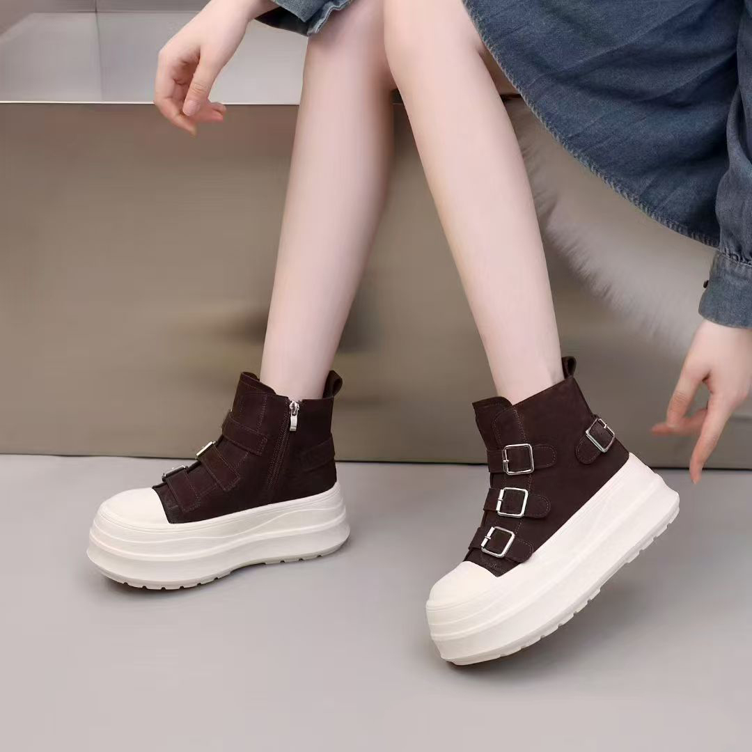 松糕底休闲短靴加绒款