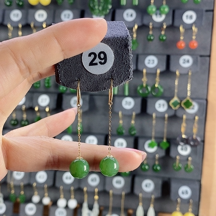 和田玉耳饰18K金镶嵌