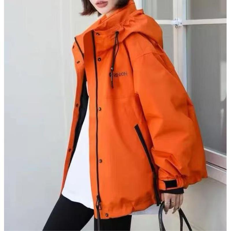 5951号609#百搭字母休闲固定连帽双口袋填充外套男女同款