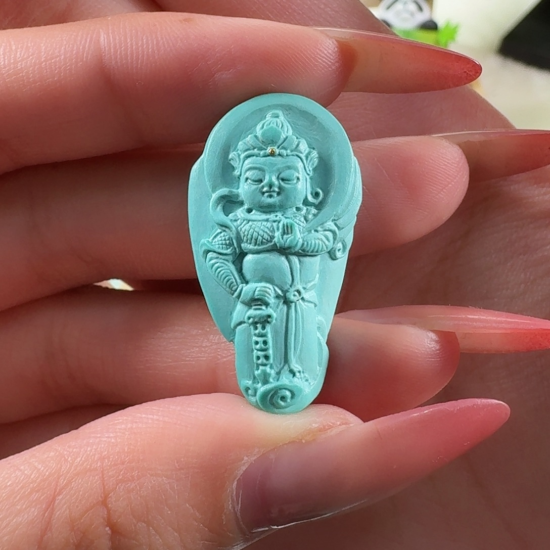 绿松石未镶嵌吊坠(不含链)韦陀菩萨