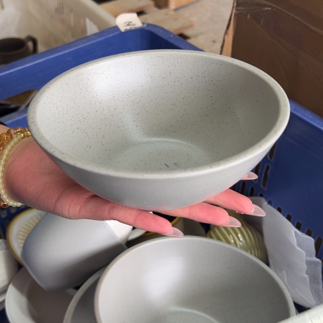 新骨瓷086瑕疵慎拍沙海灰 6寸斗笠碗