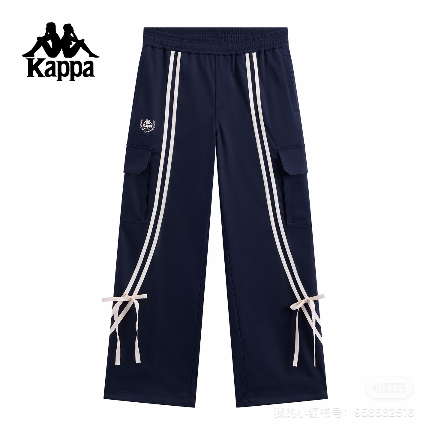 kappa 女士新款蝴蝶结运动长裤春秋百搭休闲宽松