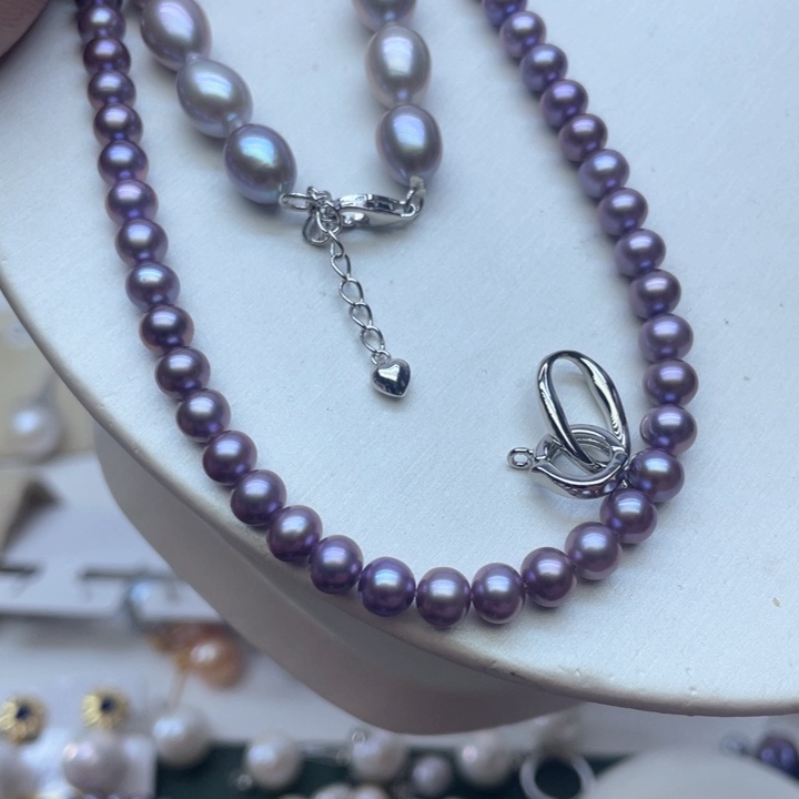 淡水珍珠颈饰银S925镶嵌笋****版