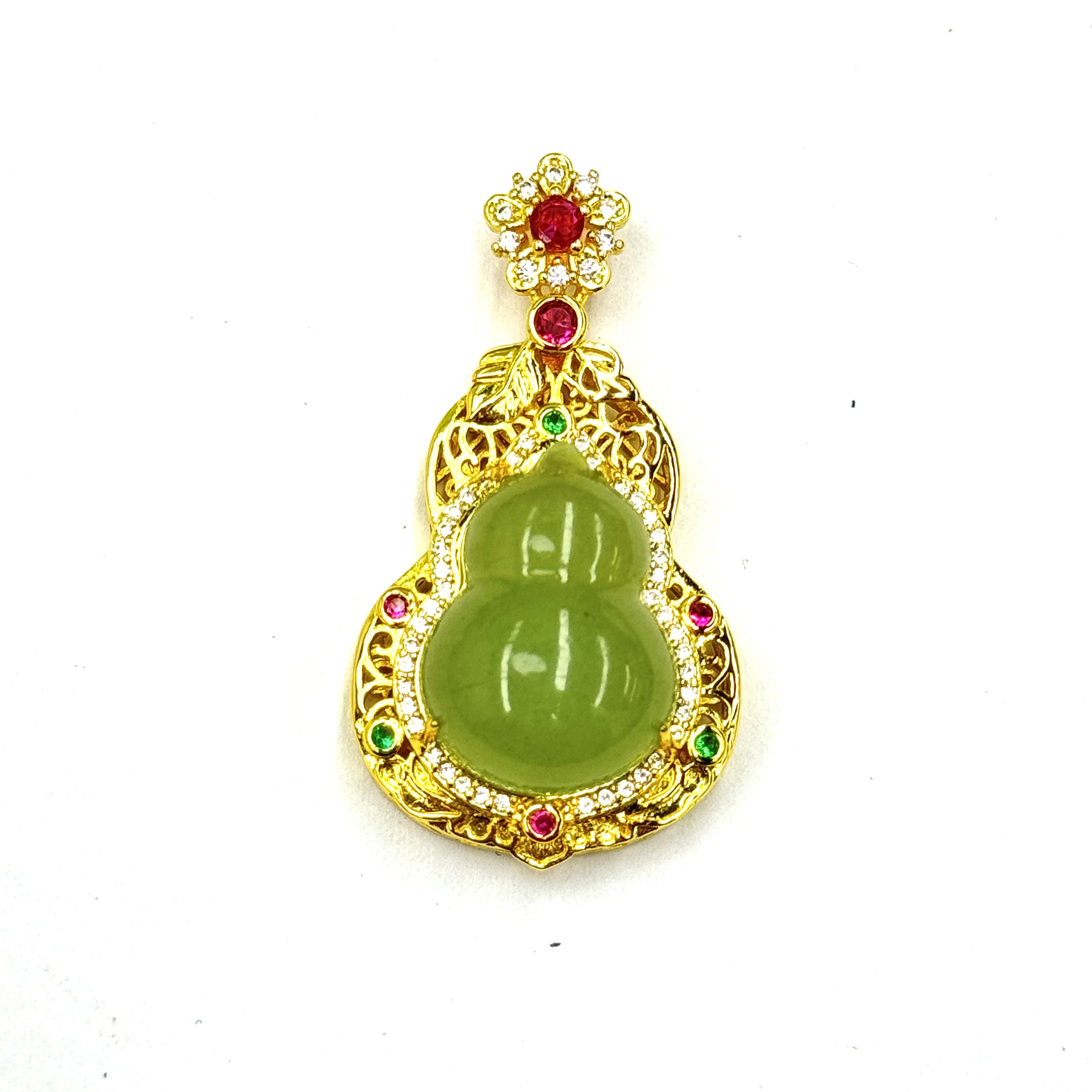 y2239-国风东陵玉猫眼葫芦吊坠-赠礼盒-赠链