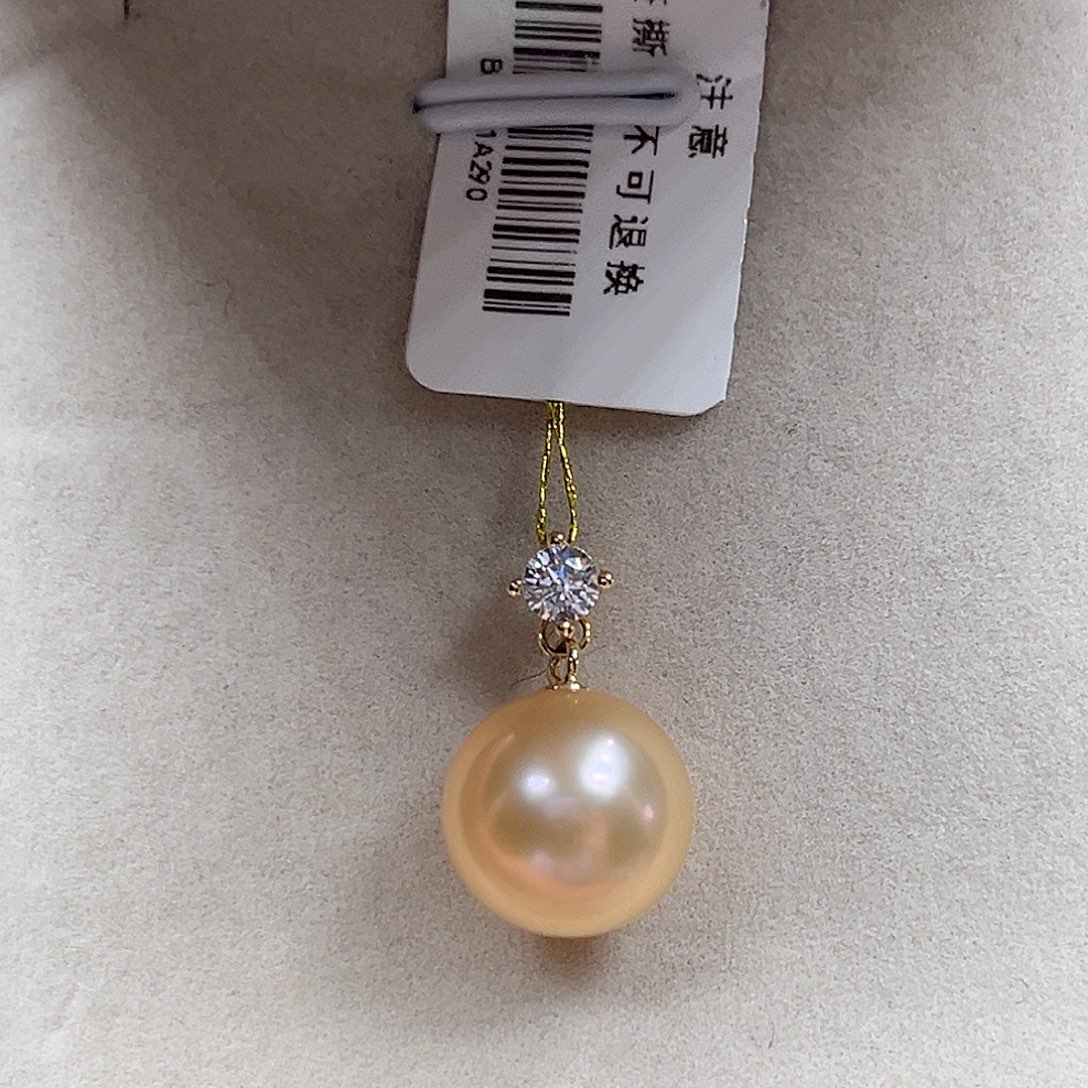 锆石合金S925银淡水珠吊坠11+mm