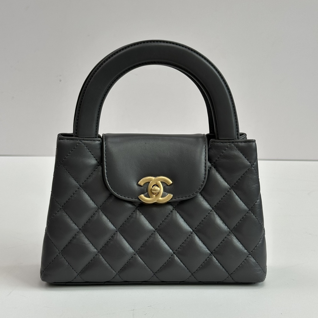 99新 Chanel/香奈儿 灰金 Kelly手提斜挎包 29443