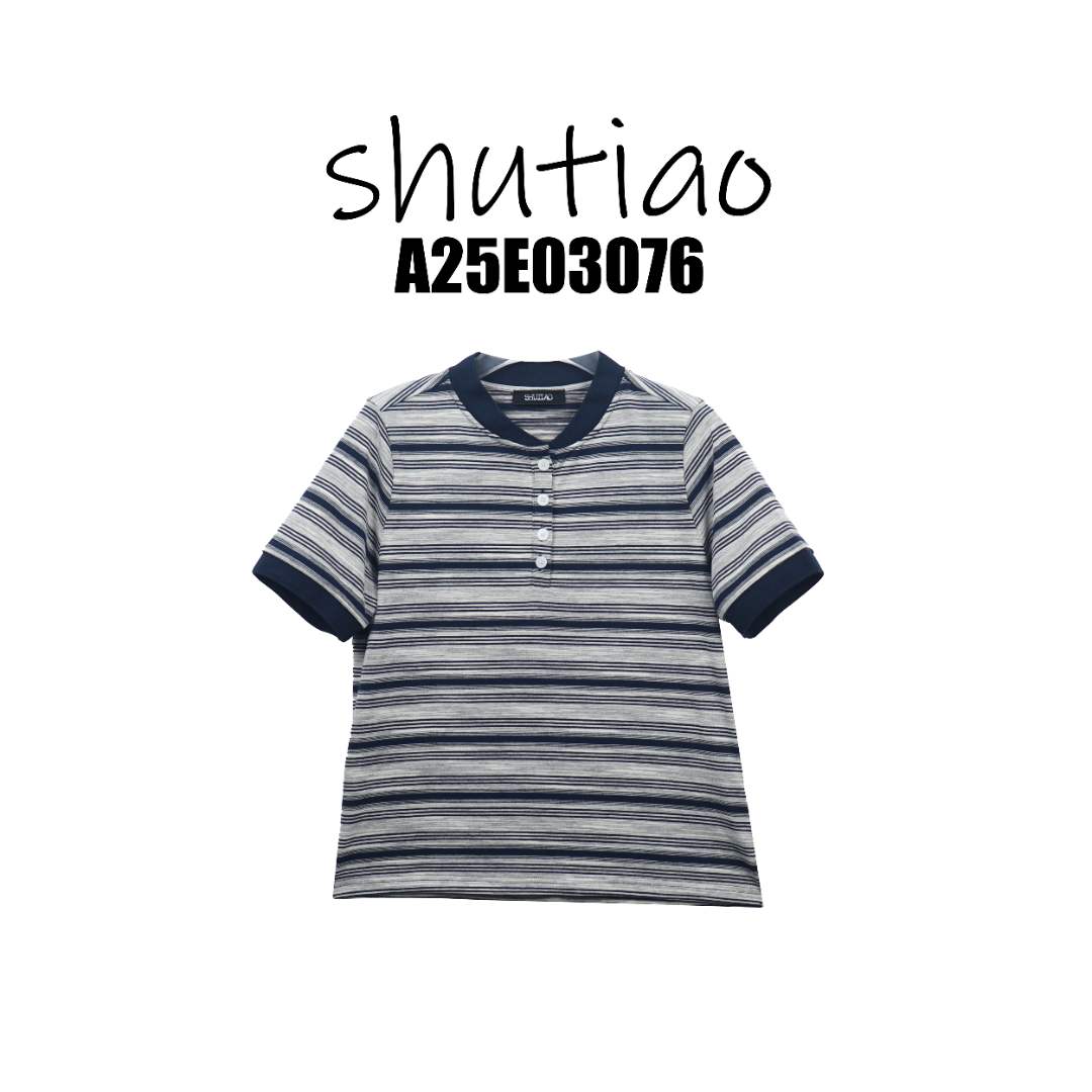 【SHUTIAO】2025夏季：新款小众设计款T恤A25E03076
