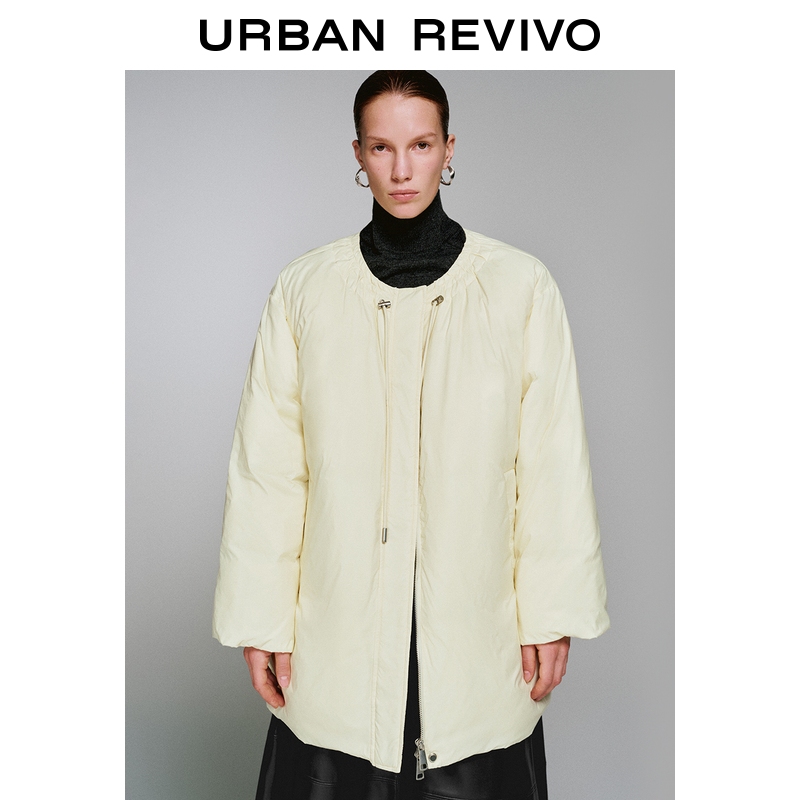 UR2025冬季新款女多巴胺休闲简约抽绳超宽松羽绒服UWJ150065