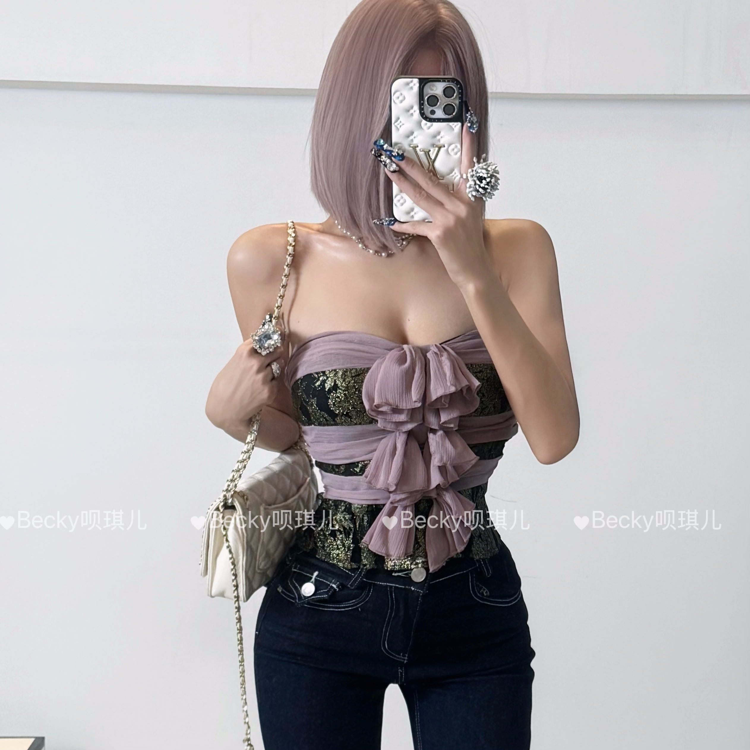 背心性感风小众纯欲风露肩潮流风吊带美背千金风时尚无肩带抹胸