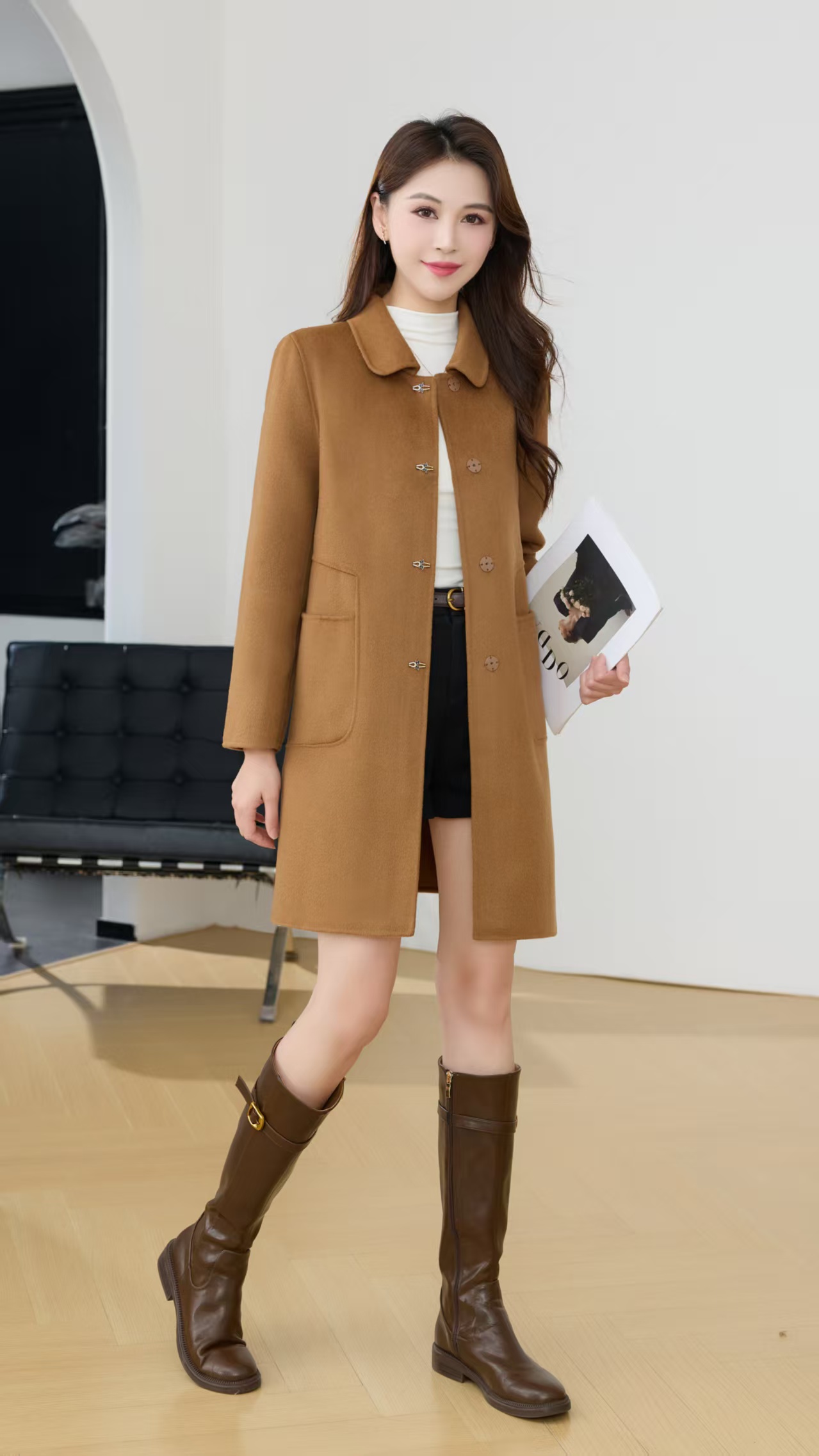 【F5212】双面大衣女中长款2025年新款高级感秋冬季时尚外套