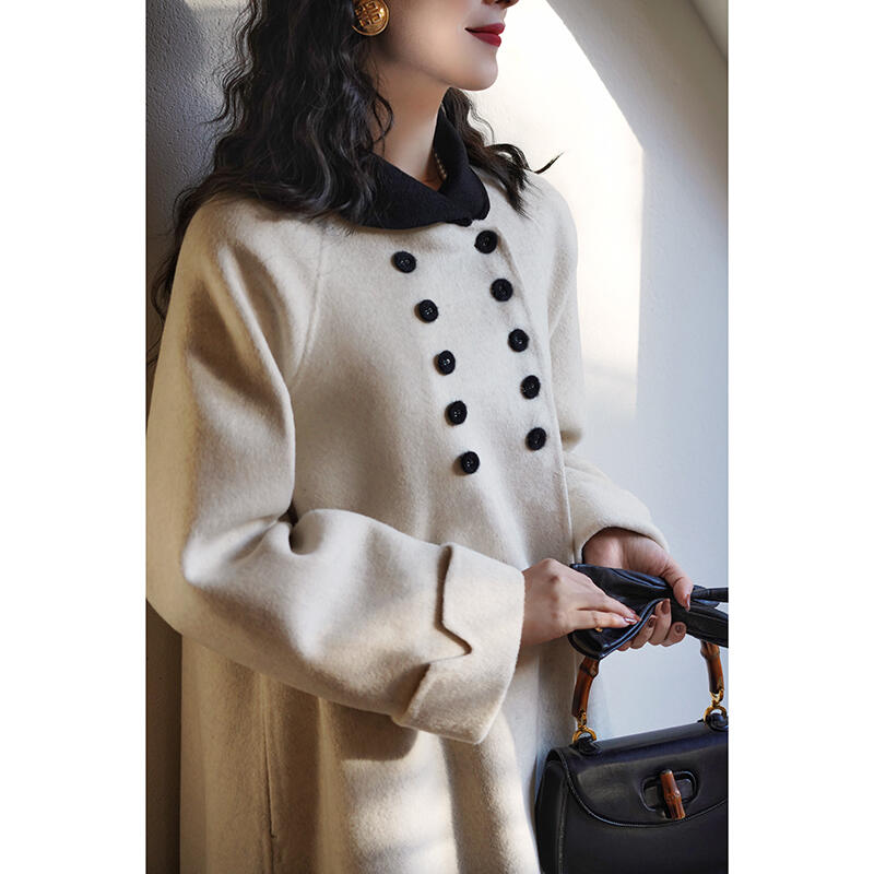 Chings 1950年代Vintage复刻绵羊毛双面呢伞型撞色大衣斗篷大衣