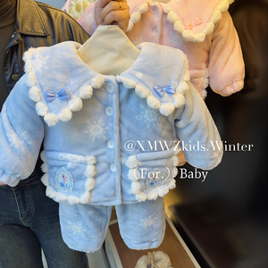 X【80】冬季25卡通连帽家居服套装三层加厚睡衣两件套23SY21