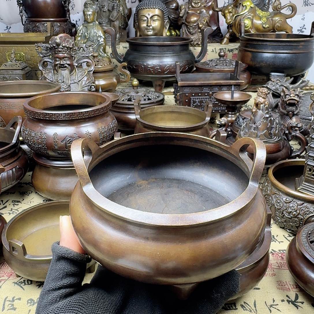 12公分巧耳炉 家用供香炉纯铜工艺品