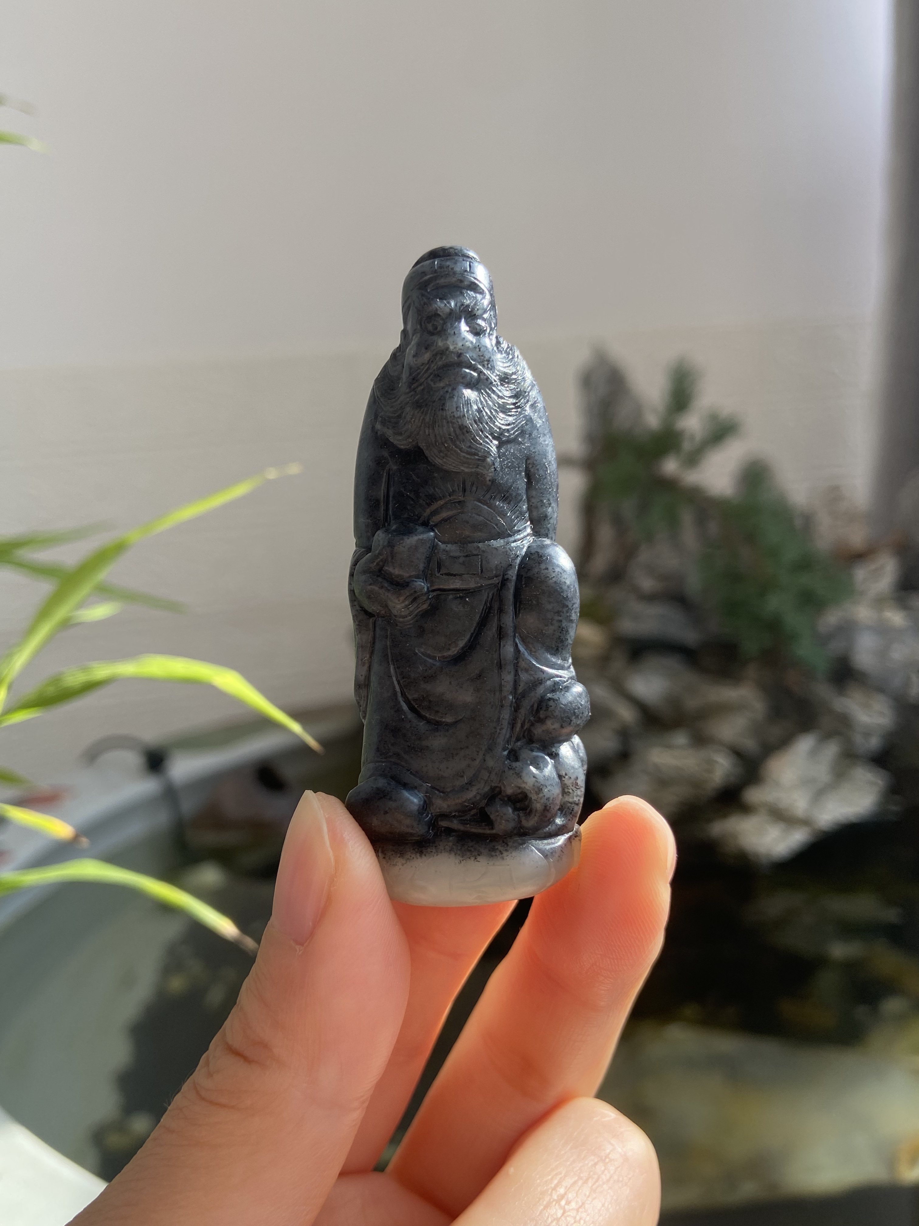 和田玉青花银沙古代人偶钟馗醉酒仿古纯色素雅