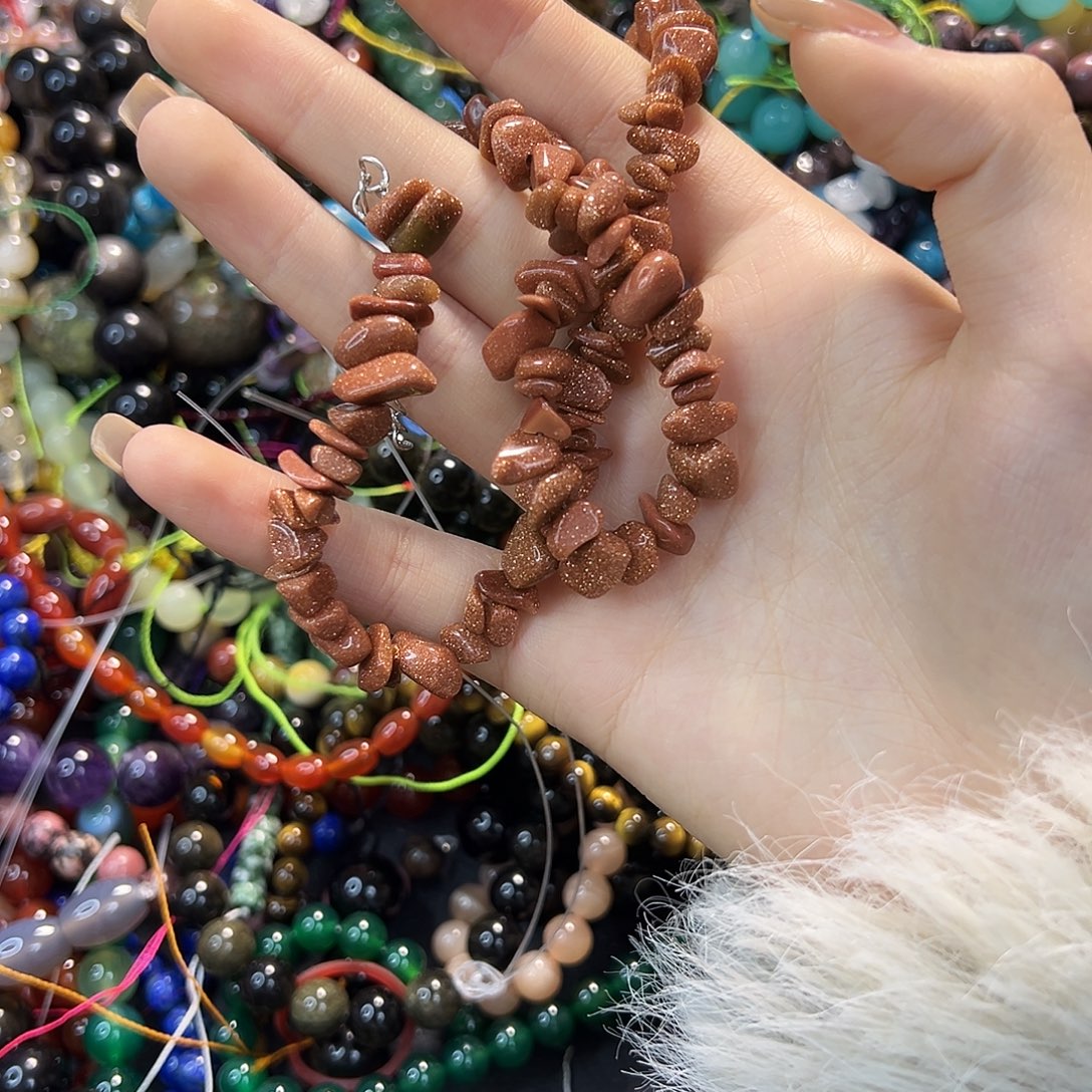 玛瑙/玉髓合金珠宝半成品金沙碎石成品一条