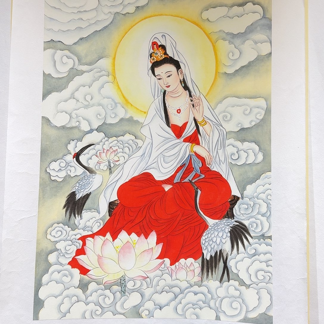 …***…国画国画观音宝像一副作品