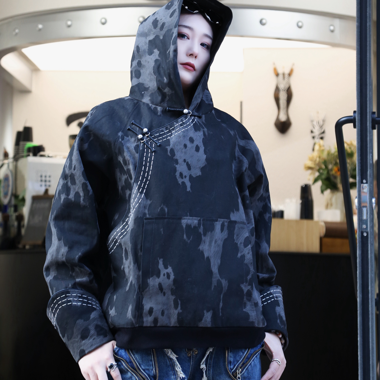 牛仔卫衣 蒙古元素 男女同款