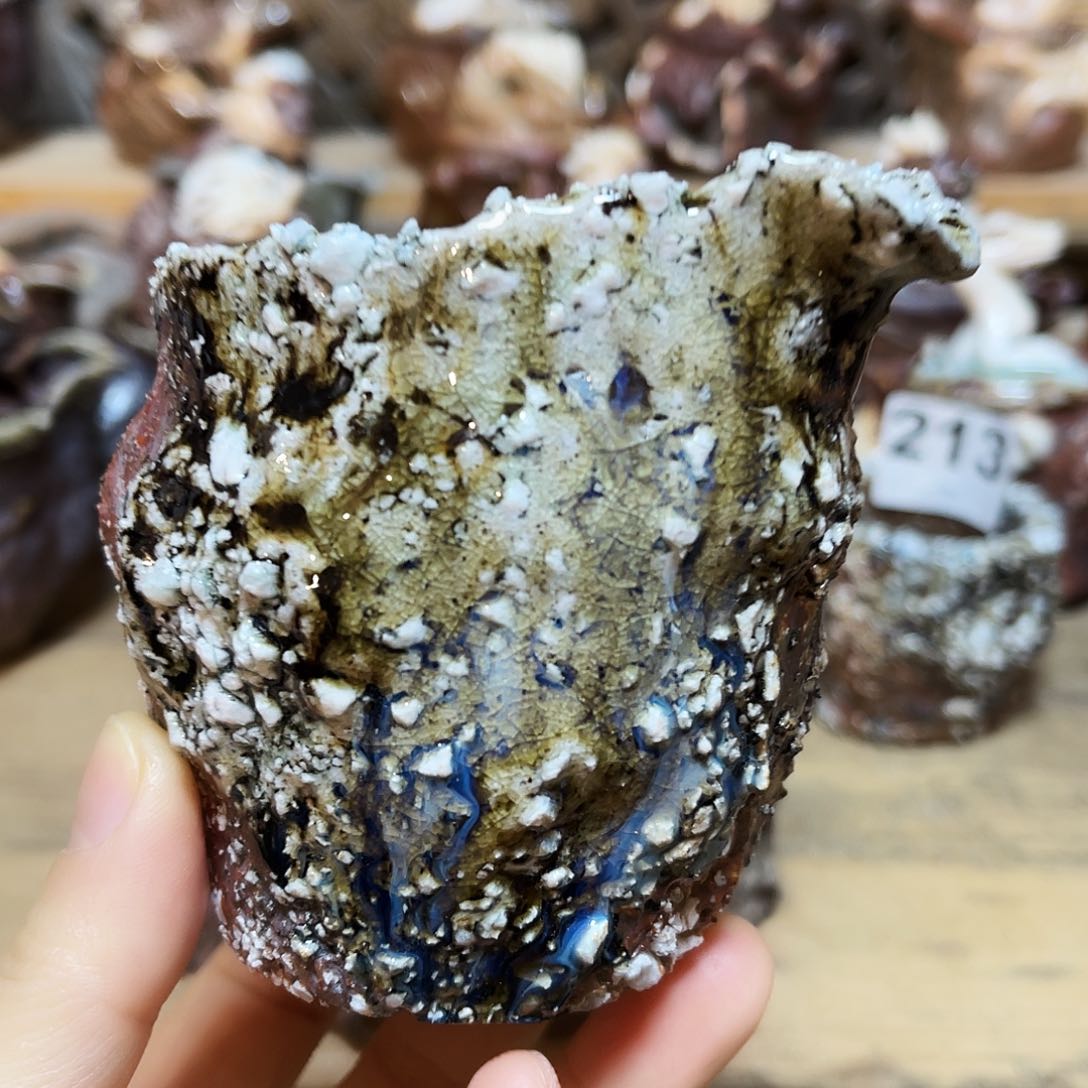 杯柴烧手捏石头公道杯粘底