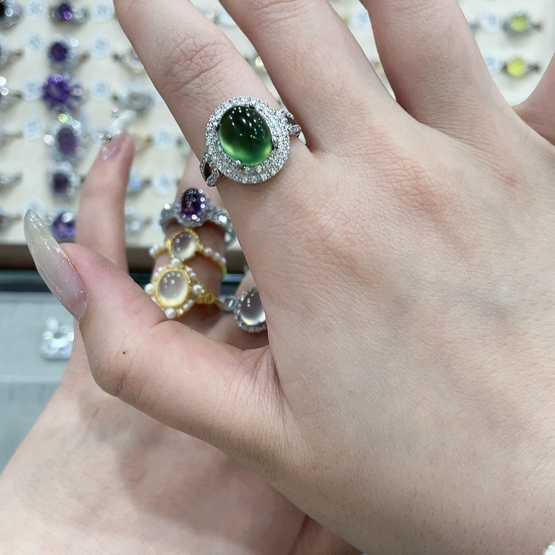 蛇纹石玉吊坠戒指手链银S925镶嵌1**睡