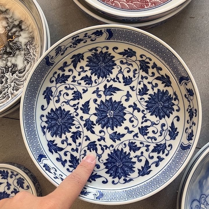 杯景德镇青花缠枝莲大壶承