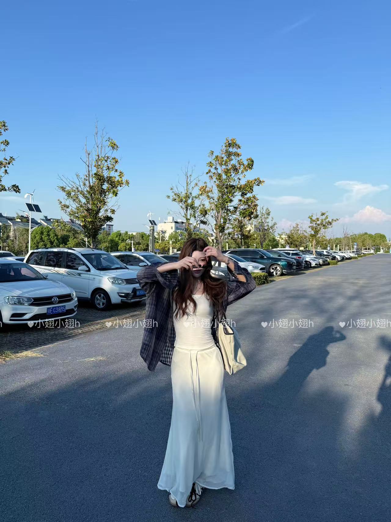 小翅服饰  抽绳鱼尾双层纱显瘦高腰半裙